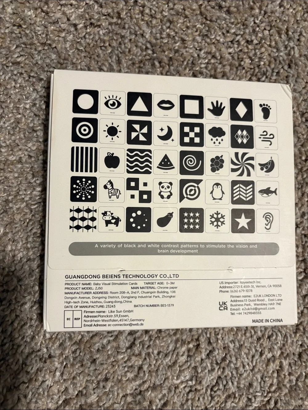 Black & White Visual Stimulus Cards for Infants